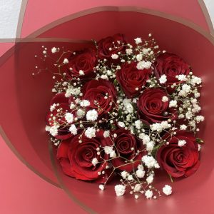 10 Roses Bouquet with babybreath