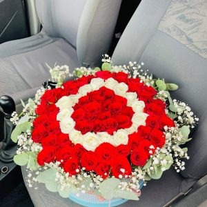 Red & White Roses Box Arrangement